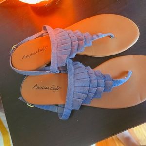 Blue ruffle sandals